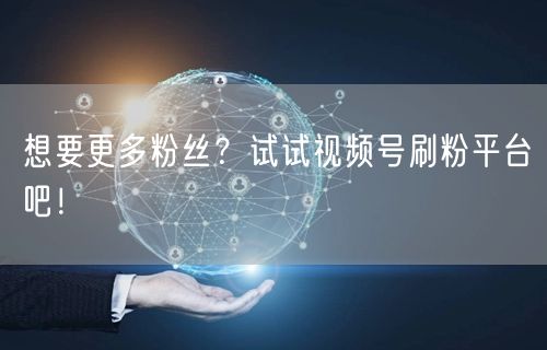 想要更多粉丝？试试视频号刷粉平台吧！