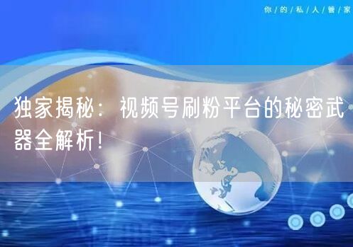 独家揭秘：视频号刷粉平台的秘密武器全解析！
