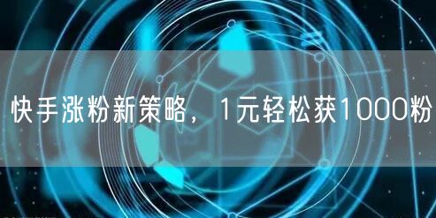快手涨粉新策略，1元轻松获1000粉