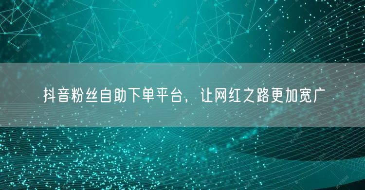 抖音粉丝自助下单平台，让网红之路更加宽广