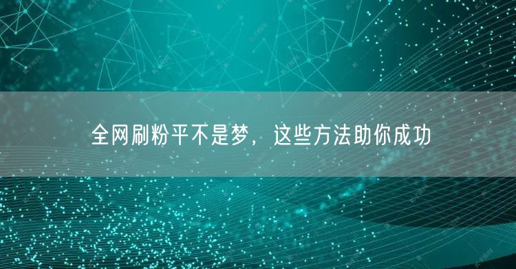 全网刷粉平不是梦，这些方法助你成功