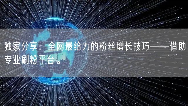 独家分享：全网最给力的粉丝增长技巧——借助专业刷粉平台。