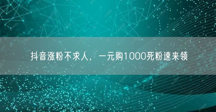 抖音涨粉不求人，一元购1000死粉速来领