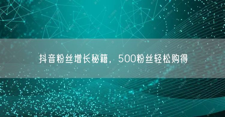 抖音粉丝增长秘籍，500粉丝轻松购得