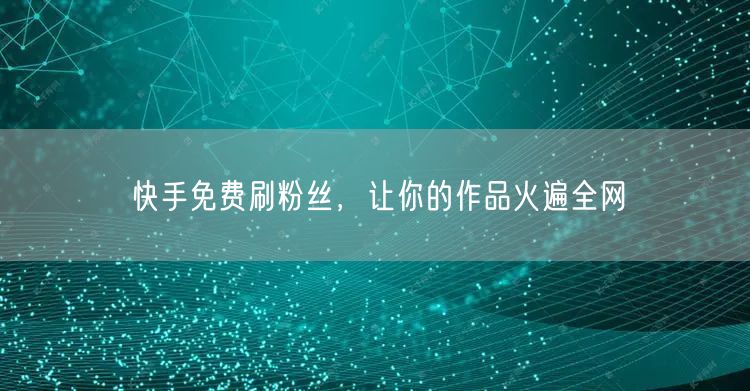快手免费刷粉丝，让你的作品火遍全网