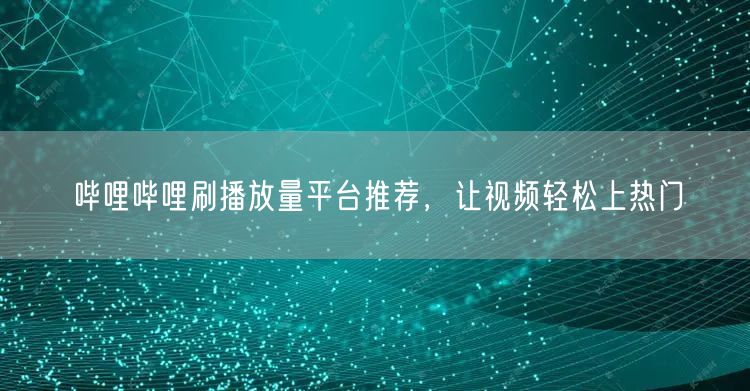 哔哩哔哩刷播放量平台推荐，让视频轻松上热门